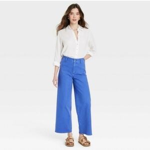 Stylish Blue sailor wide leg Jeans for Women